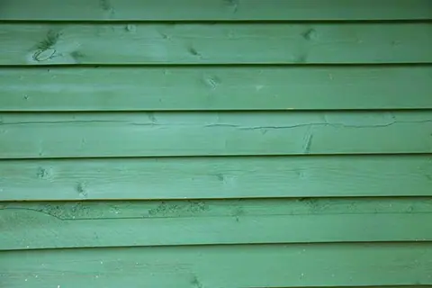 Stained siding boards, up close